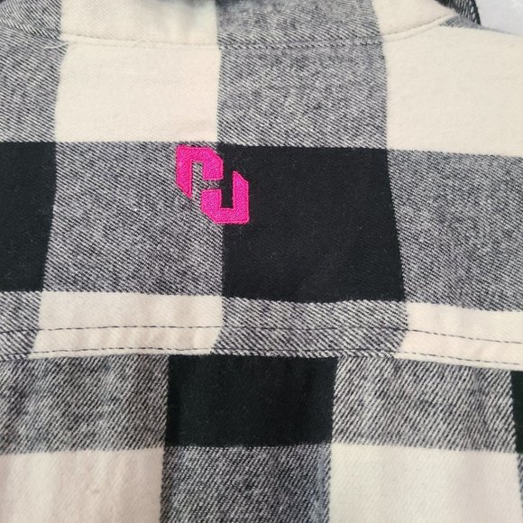 Burnside B8210 Yarn-Dyed Long Sleeve Flannel Mens Medium Black White NWT - Picture 4 of 9